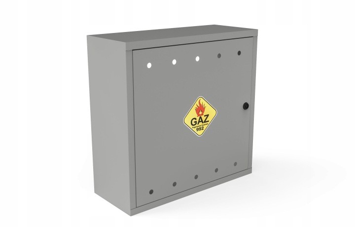 Sivá plynová skrinka SGOD-04 600 × 600 × 250 mm, RAL 7040, bez zadnej steny