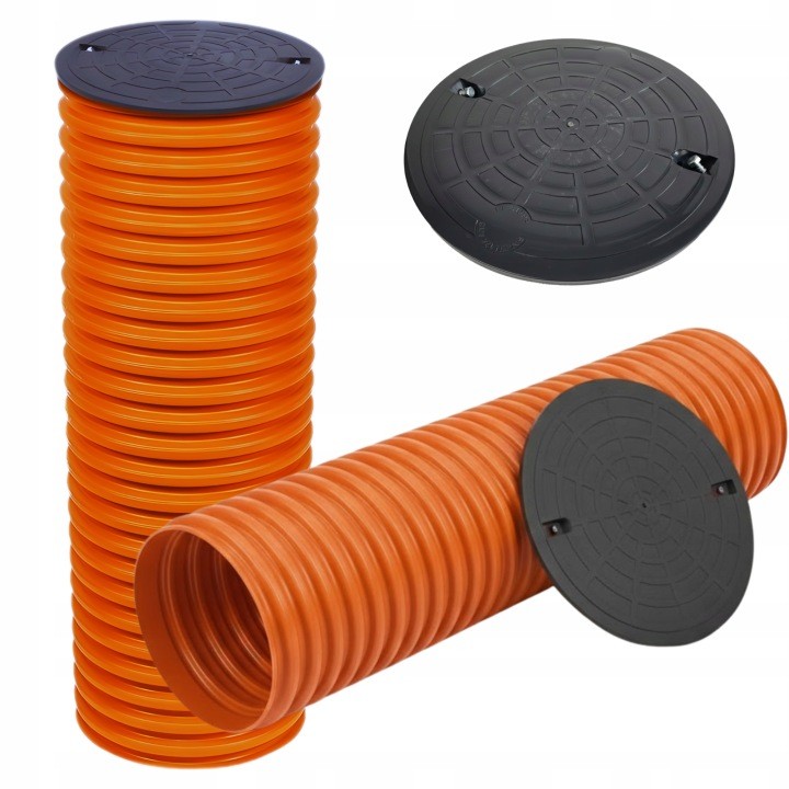 Revízna drenážna rúra Instalplast 315 mm, dĺžka 100 cm, s čiernym poklopom