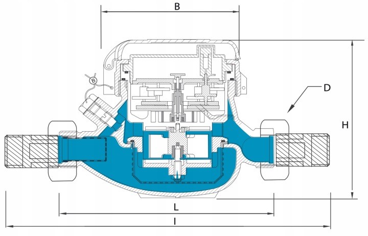 Vodomer BMeters GMDM-I AF 1 1/4″, Q3 10 m³/h, dĺžka 260 mm