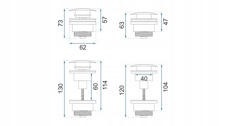 Čierna umývadlová výpusť Rea REA-A5216 klik-klak pre otvor 45 mm