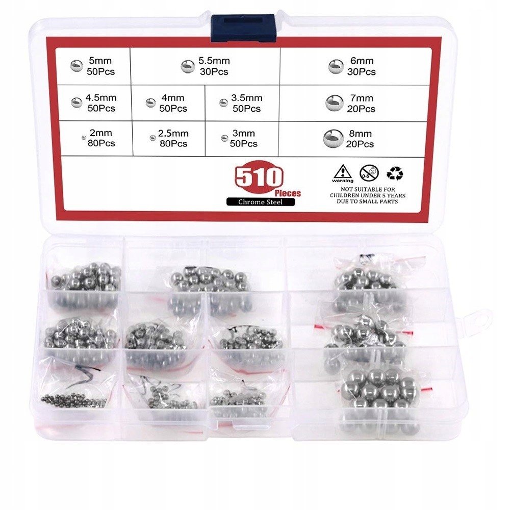 Hlava - 510pc z nehrdzavejúcej ocele 304 oceľová guľa 2 mm-8 mm s