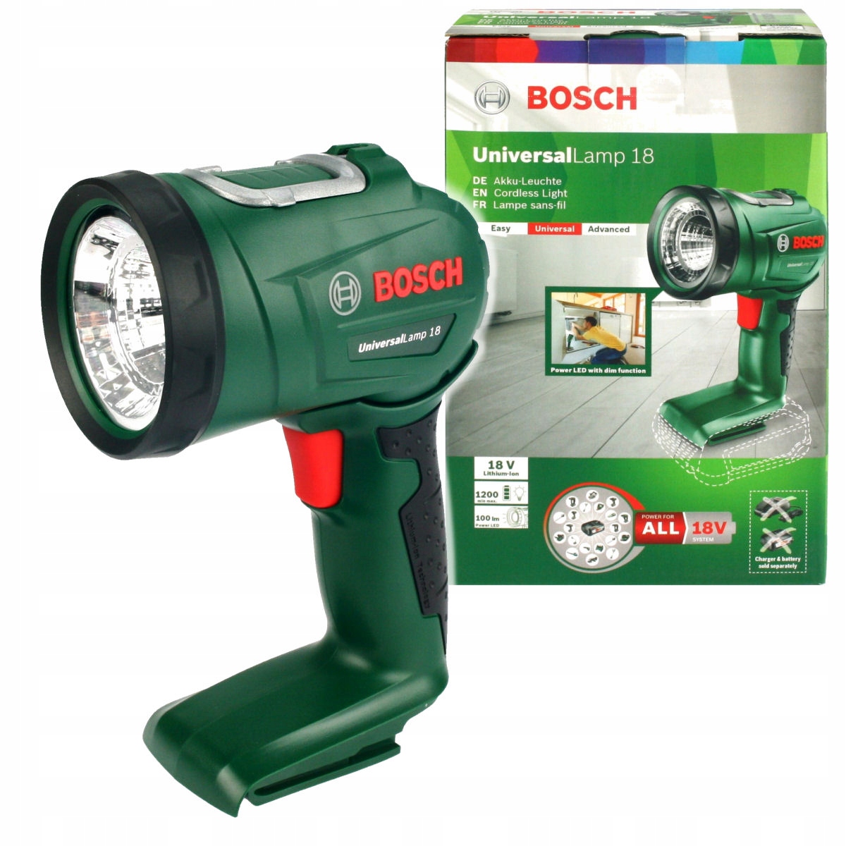 Univerzálna lampa Bosch Li-Ion 18V nabíjateľná baterka