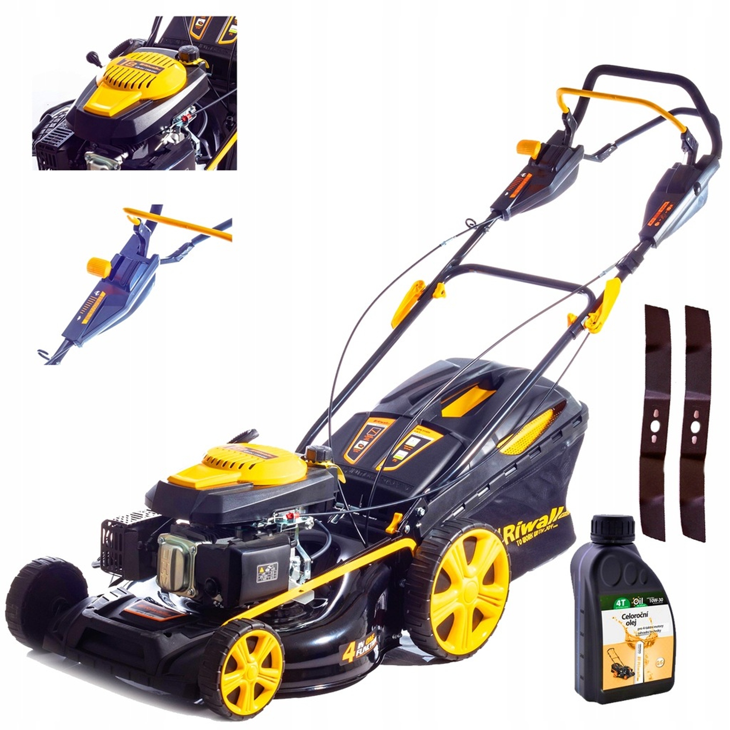 Benzínová kosačka Riwall s objemom 173 cm³ kôš 65 l, šírka rezu 51 cm