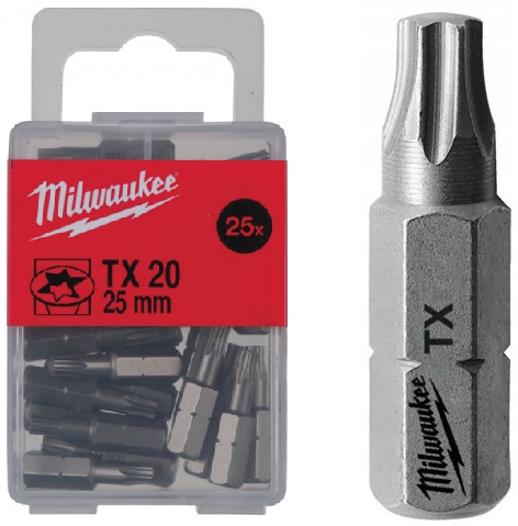 Sada bitov Milwaukee TX20 25 mm 1/4" 25 kusov