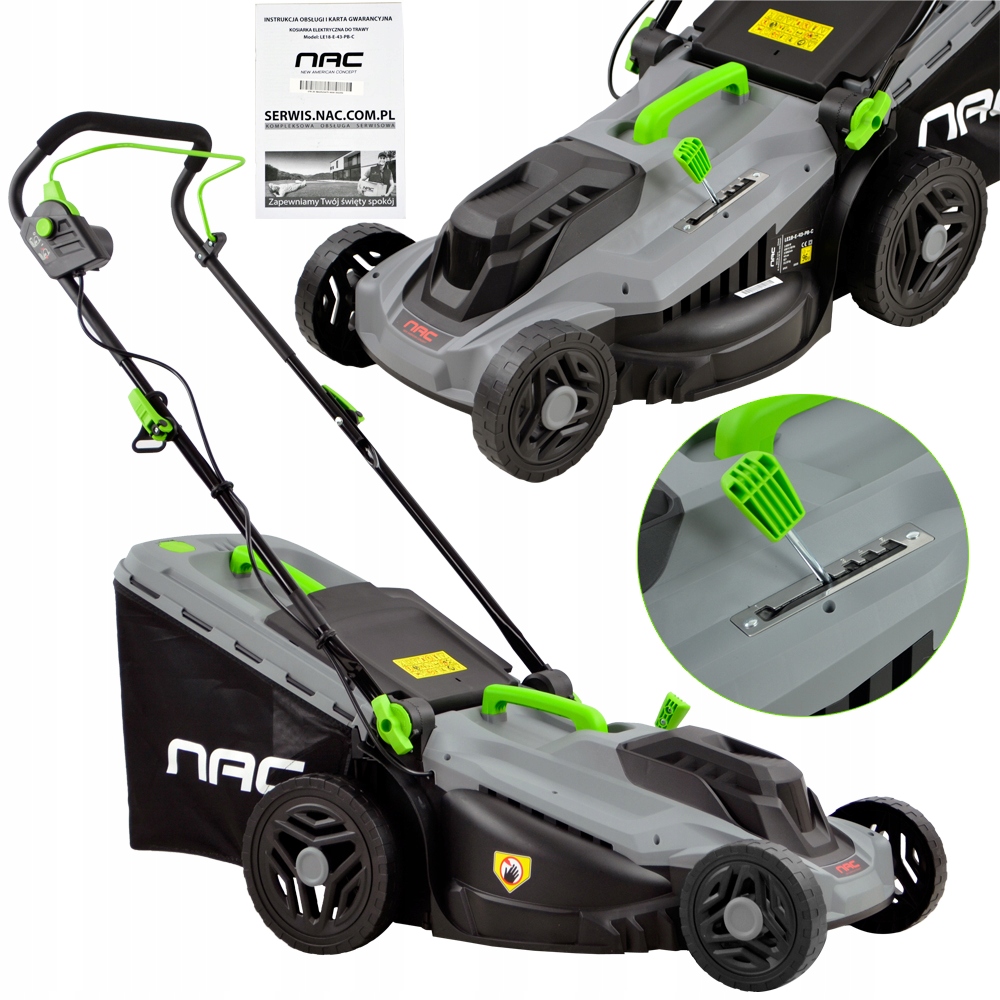 Elektrická kosačka na trávu NAC 1800 W 52 l
