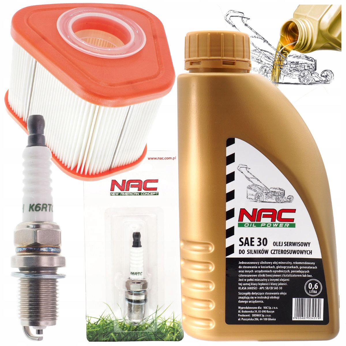 Filter na kosačku - Vzduchový filter Briggs 850 595853 NAC Sviečkový olej