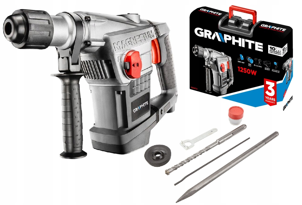 SDS Max sieťové príklepové kladivo Graphite 10 J 1250 W 230 V