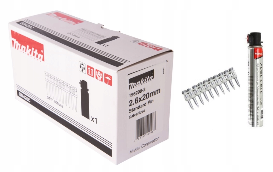 Klince - Klince na betón 2,6x40 + plyn do GN420Clse Makita