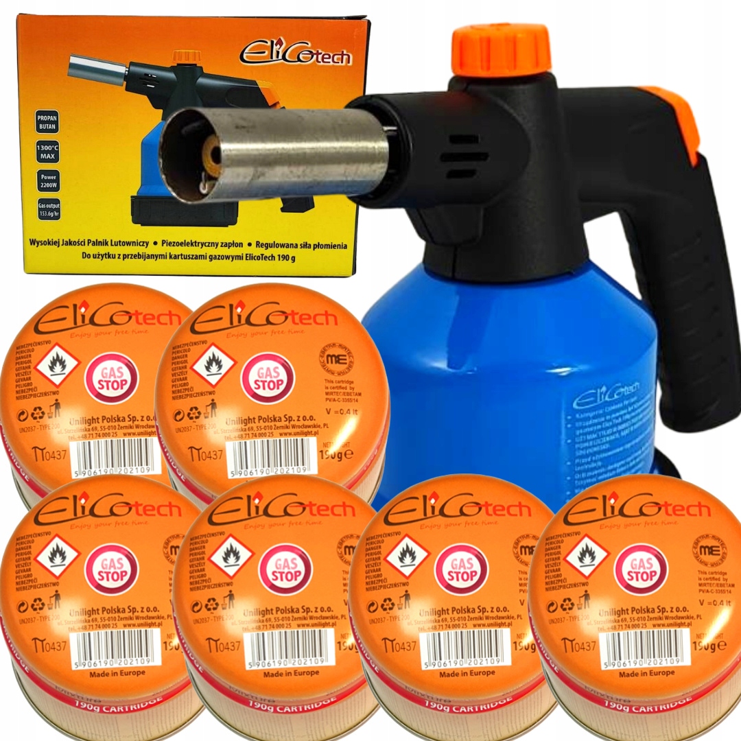 Plynový horák spájkovacia železo +6ks kartuche 190g