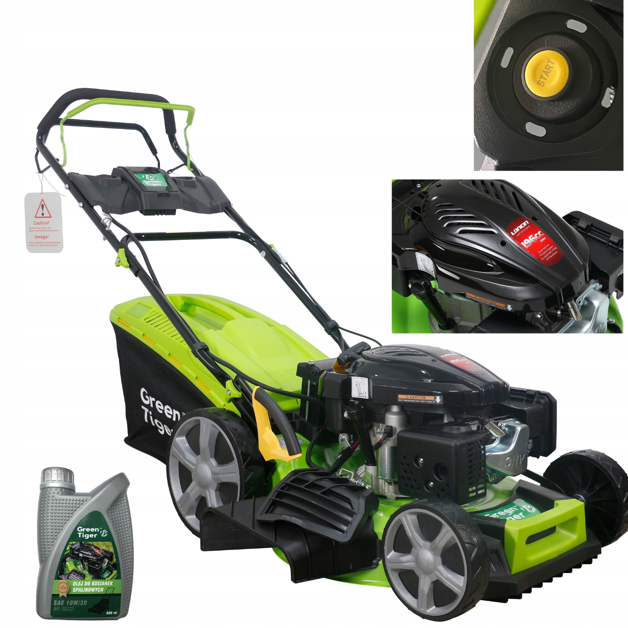 Benzínová kosačka na trávu Green Tiger GT-LC196-51EV 3,6 kW 196 cm³ 62 l