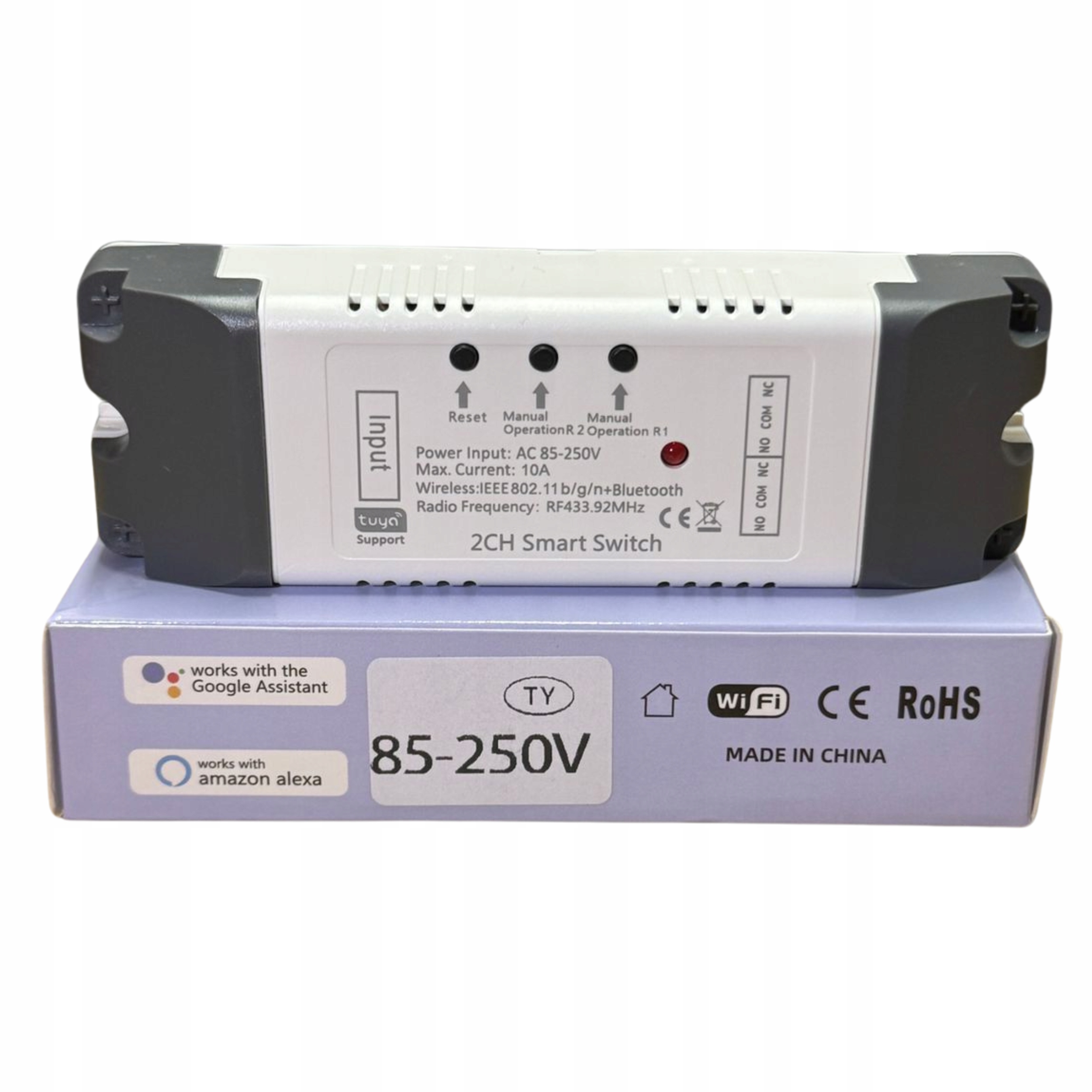 INTELIGENTNÝ SPÍNAČ WIFI 85-250V + RF 2-KANÁLOVÝ TUYA