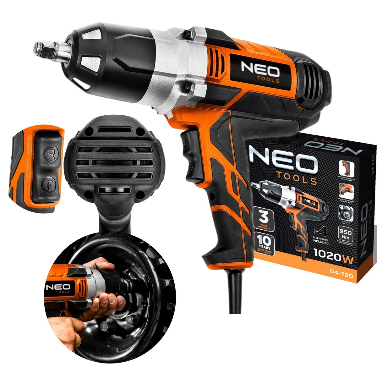 Neo Tools 04-720 rázový uťahovák 1020 W 950 Nm 230 V