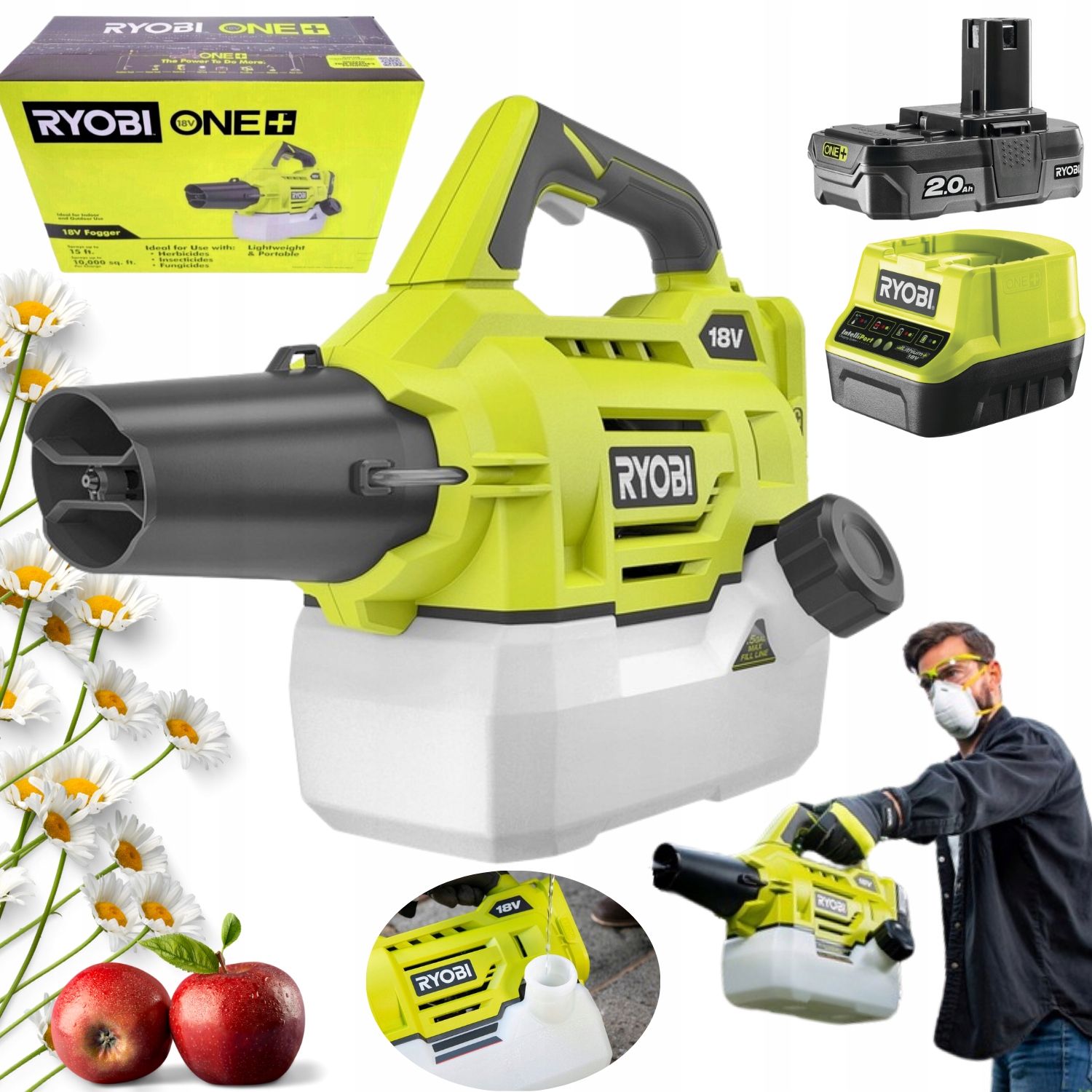 Akumulátorový postrekovač Ryobi 2 l + akumulátor Ryobi Li-Ion 18 V 2 Ah