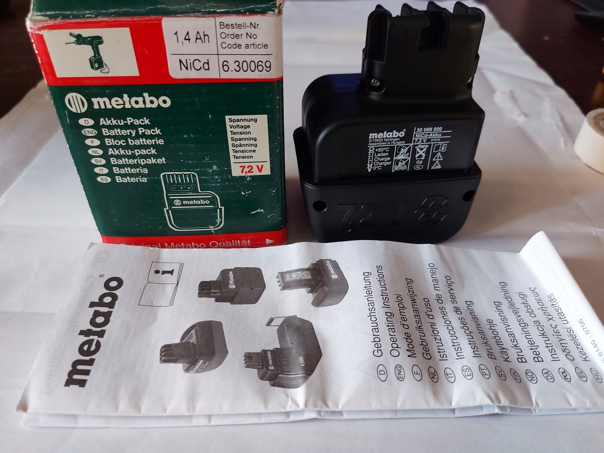 Náhradná batéria - Nová Metabo 7,2V 1,4AH NICD batéria