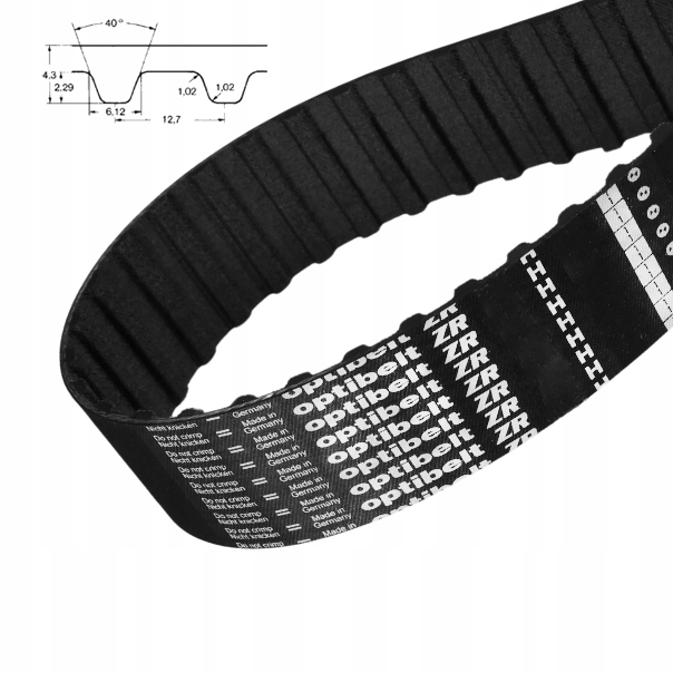 Ozubený remeň ZR 1250H dĺžka 3175 mm šírka 25 mm OPTIBELT 250 zubov