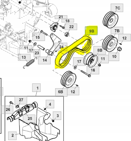 Klinový remeň kosačky - Belt John Deere X950R M177474
