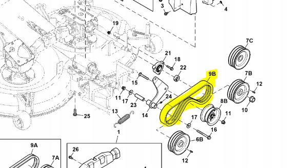 Klinový remeň kosačky - V -belt John Deere M177475