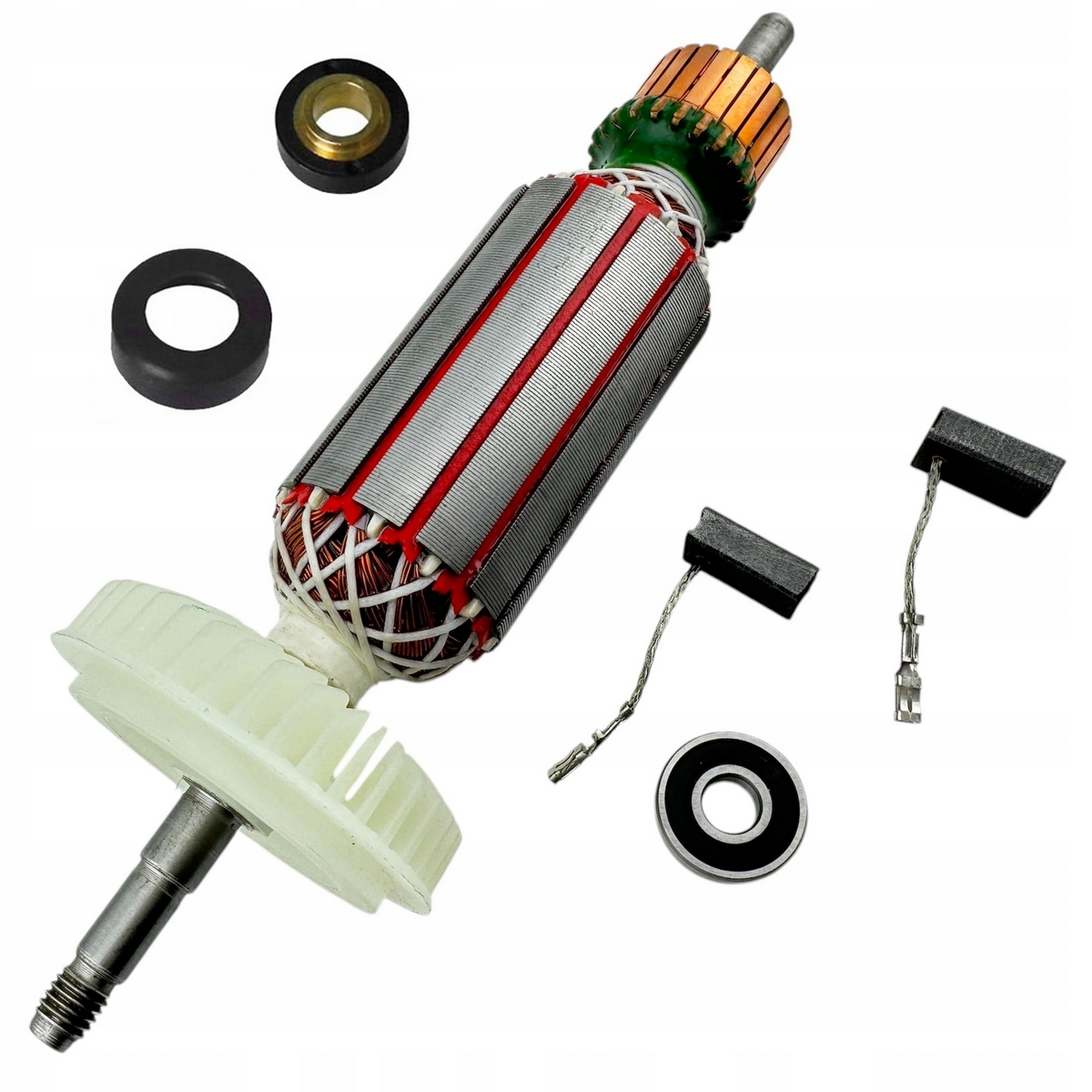 ROTOR BOSCH GWS15-125 GWS17-125 CIT CIP INOX ložisko kefky magnetický tlmič nárazov