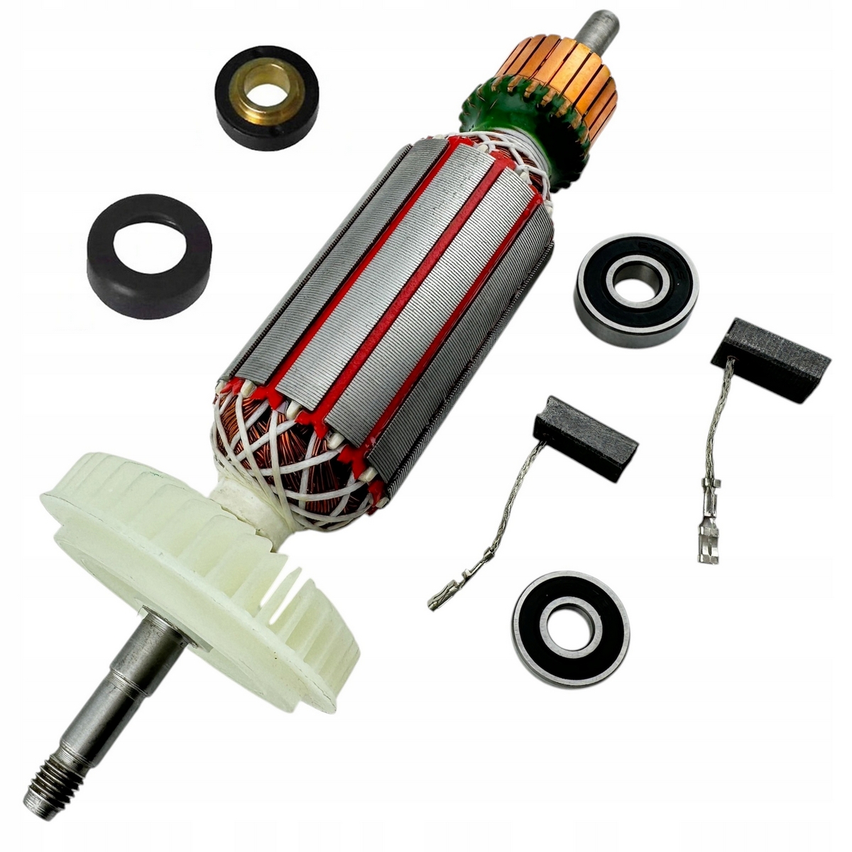 ROTOR BOSCH GWS15-125 GWS17-125 CIT CIP INOX ložiská kefky magnet tlmič nárazov