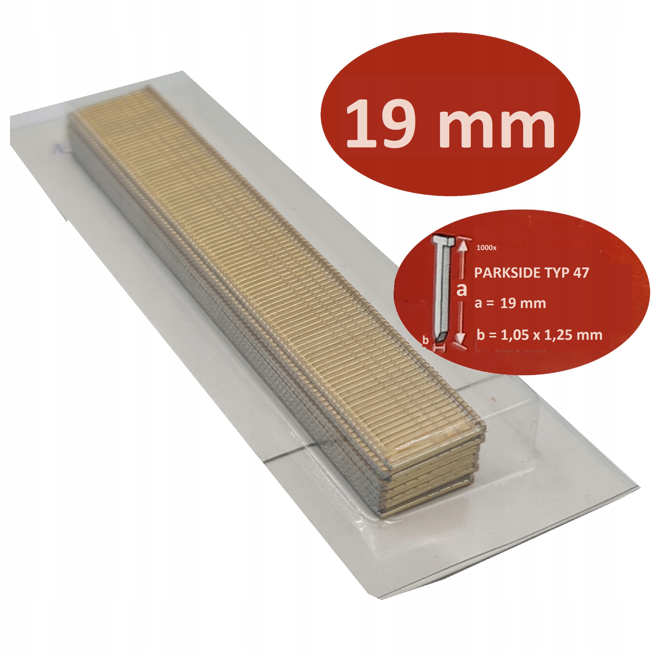 Klince - Stick Nails Parkside Typ 47 Dĺžka 19 mm