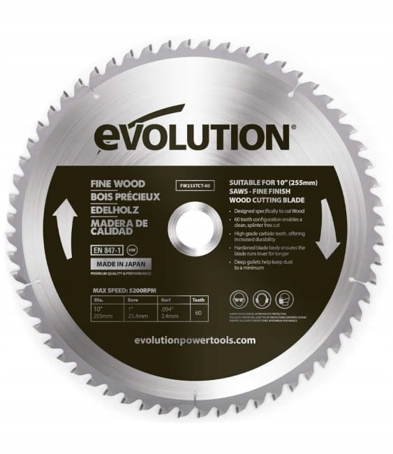 Evolution FW255TCT-60 pílový kotúč na drevo 255x25,4mm