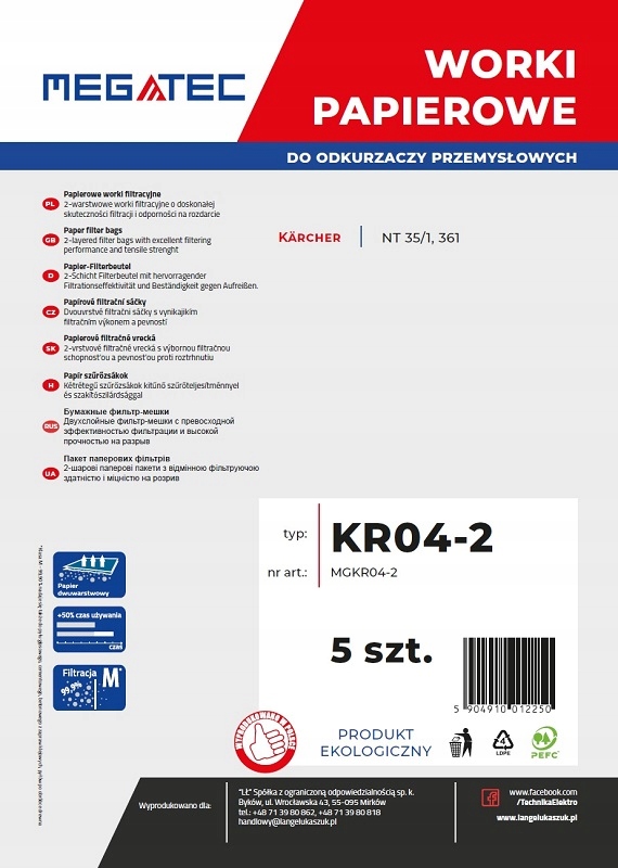 Papierové tašky Megatec pre Karcher 35 L, set 5 ks