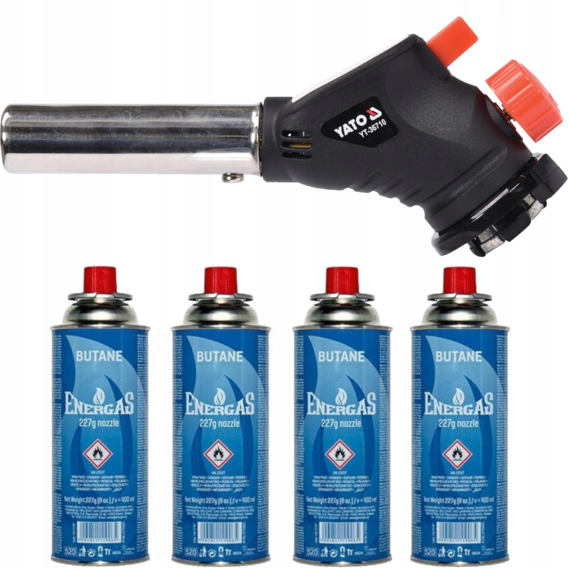 YATO PALNIK GAZOWY 360 STOPNI LUTOWNICA +GAZ 4szt