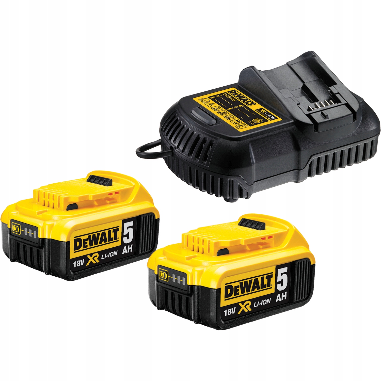 Náhradná batéria - Nabíjačka + 2x5.0ah Dewalt DCB115P2