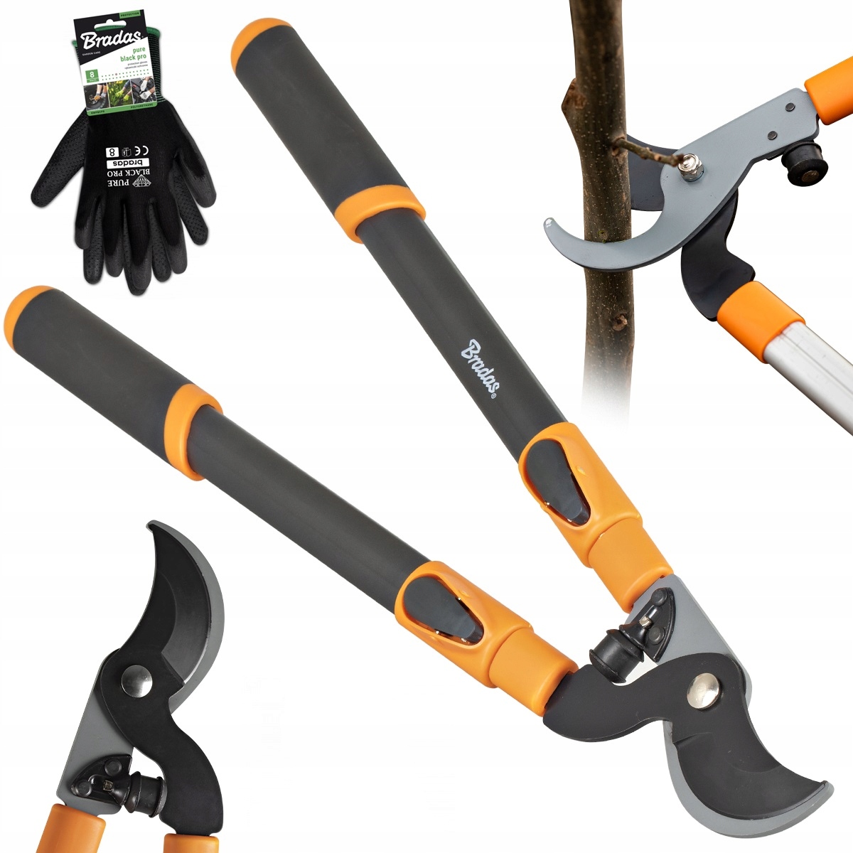 Bradas KT-V1250 ručné nožnice 100 cm + rukavice Bradas PURE BLACK PRO veľkosť 9 - L 1 pár