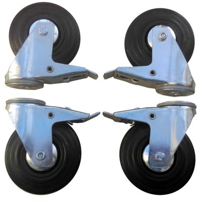 Box na náradie - Súprava kolies 4 ks 125 mm otvor 12 mm 380 KG šunka.