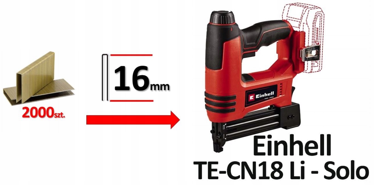 Klincovačka, sponkovačka - zszywki 16mm do Einhell TE-CN18 Li - Solo